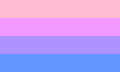 A gynosexual flag used on the /r/gynesexuality subreddit. It has four stripes: coral pink, lavender, purple, and blue.