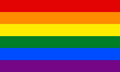 The rainbow pride flag, which can represent either the entire LGBTQ community, or specifically gay men.